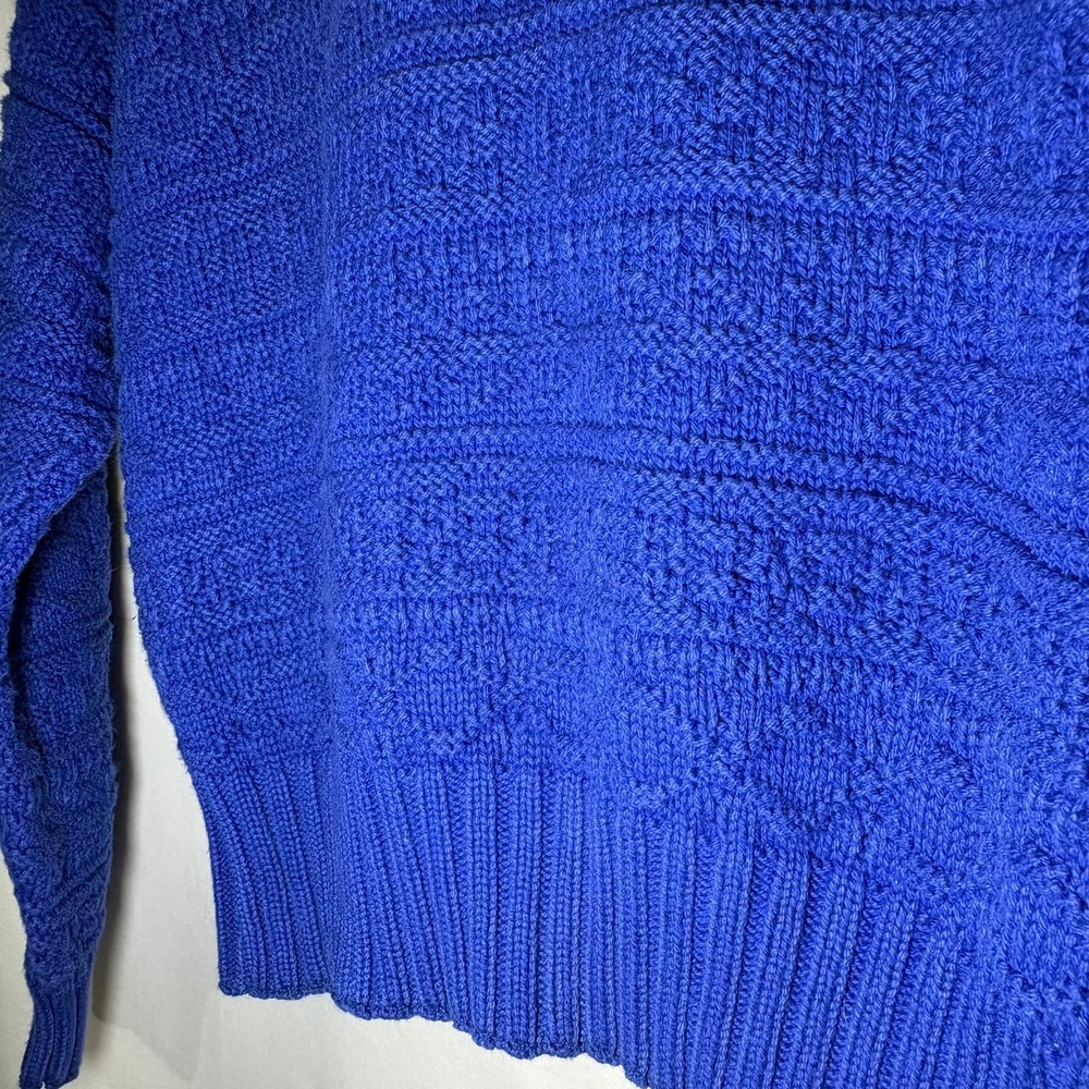 Lizsport Petite Vintage Royal Blue Cotton Knit Sweater Crew Neck Small - Picture 5 of 7